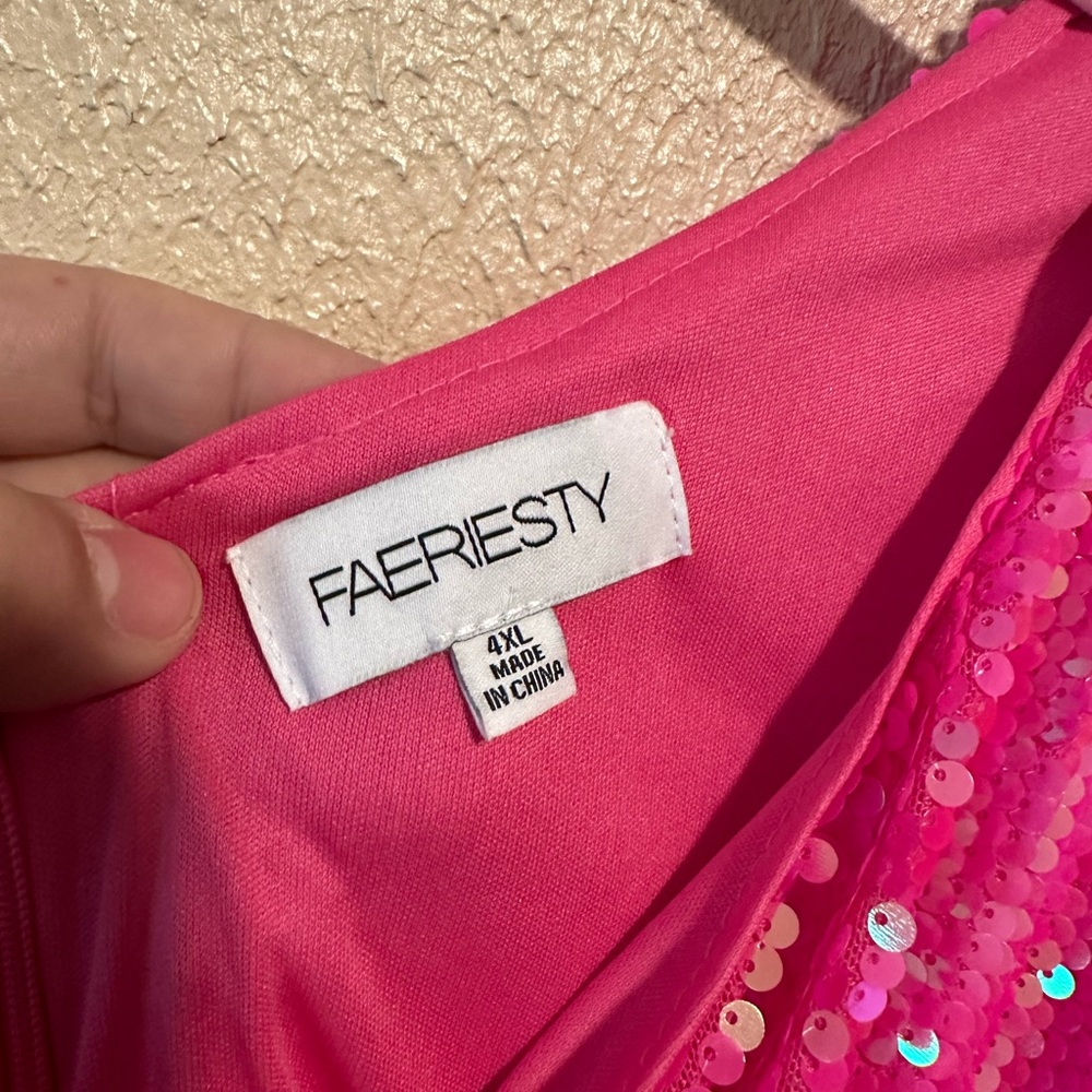 FAERIESTY Sequins Cocktail Dress Size 4X Plus Size Barbie pink - Picture 12 of 12